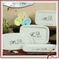 white glaze decal ceramic bathroom towel tray